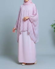 Polka Dot Cape Abaya- Baby Pink
