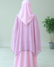 Polka Dot Cape Abaya- Baby Pink