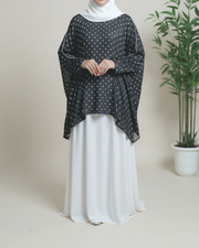 Polka Dot Cape Abaya- Black