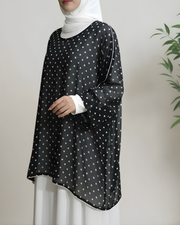 Polka Dot Cape Abaya- Black