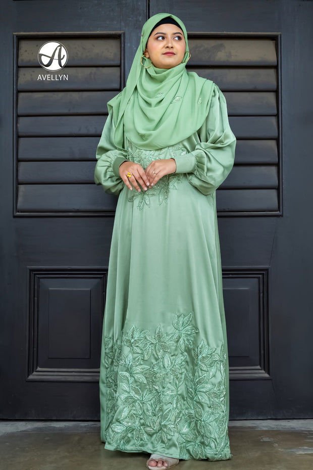 Zaira Mint Embellished Abaya