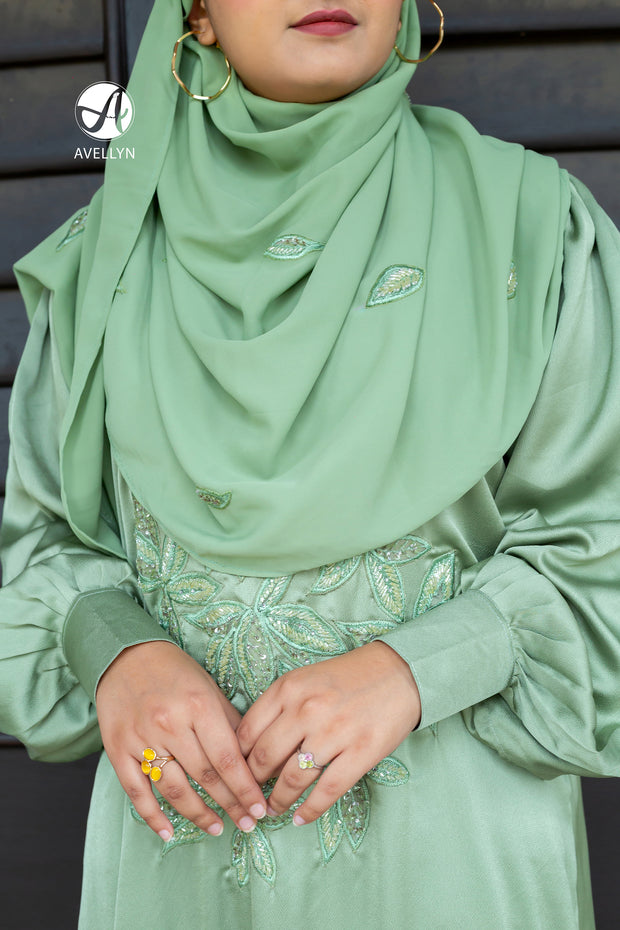 Zaira Mint Embellished Abaya