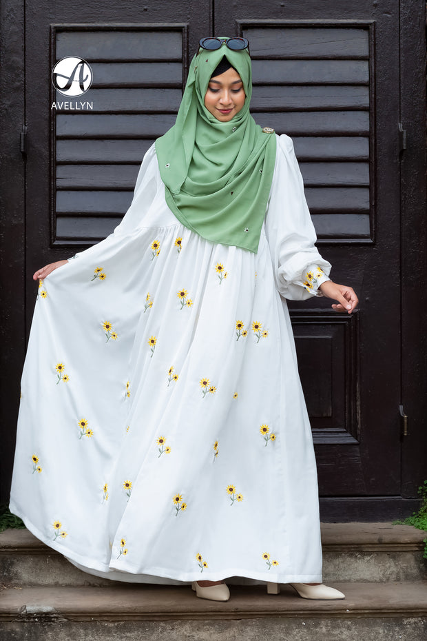 Sunflower Embroidered Abaya
