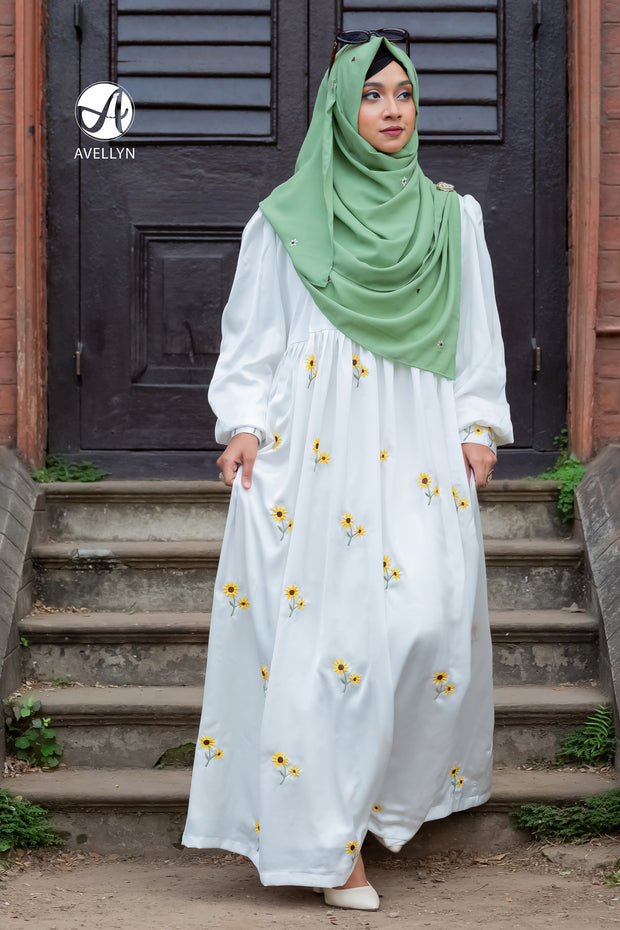 Sunflower Embroidered Abaya